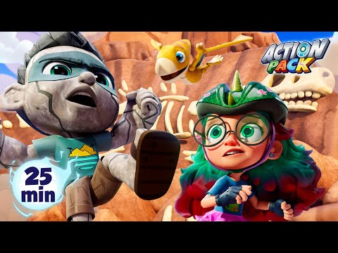 Rockin' Dino Excavation🦴 | Action Pack | Kids Cartoons & Nursery Rhymes | Moonbug Kids