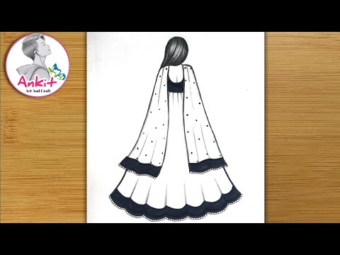 How to draw a girl with lehenga / girl drawing / how to draw a girl in beautiful traditional dress