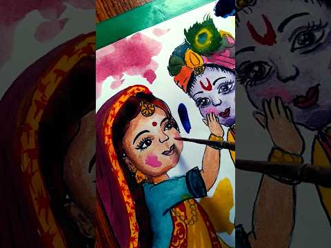 Radhakrishnan Holi Painting ❤️🤍💚 🎨🖌️ #song #love #art ♥️❤️💚"Subscribe" for more videos 👍