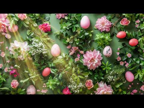 Spring Greenery Wall Easter Ambience Background Screensaver Flowers Butterflies Calming Instrumental