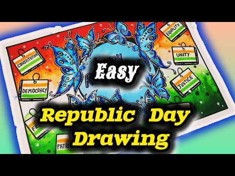 Republic Day Drawing Easy Steps / Republic Day Poster / How To Draw Republic Day Drawing