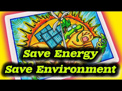 How to draw save energy poster chart drawing for competition ( very easy) step by step