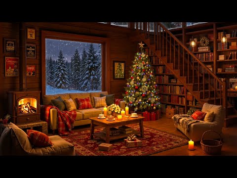 Jazz Relaxing Music in Cozy Christmas Ambience 🎁 Warm Jazz & Crackling Fireplace to Unwind