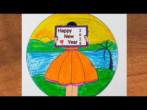 Happy New year Drawing 2025 / New Year Drawing easy / Easy and Beautiful drawing for New year #diy