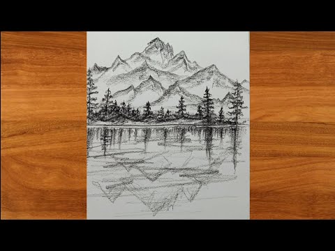 Easy Mountain Drawing for beginners || #easyscenery #drawingideas #landscape