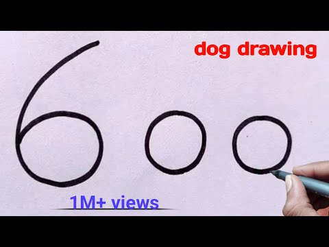 How to draw dog from number 600 | dog drawing | easy drawing |vishesh979