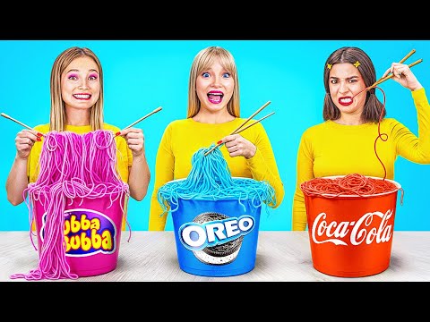 Eating Only 1 Color Challenge for 24 Hours! Last To Stop Eating Lose by 123 GO!