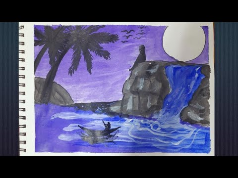 scenary drawing ||beautiful scenery drawing ideas ||#shorts arts