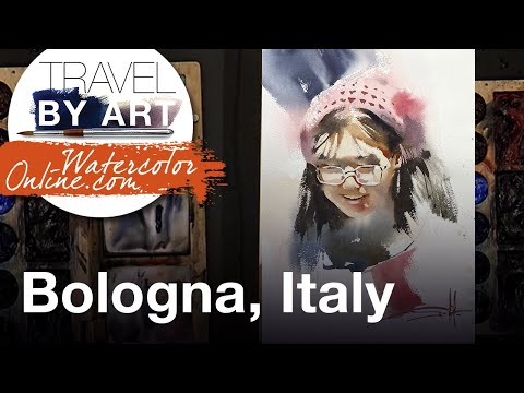 #249 Travel by art, Ep. 105: Girl in Bologna, Italy (Watercolor Portrait Demo)