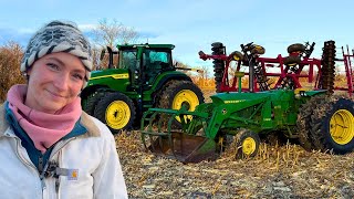 Old VS New Tractor Disking Farm Field