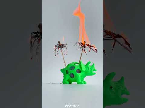 Satisfying Video Burning Dinosaur With Umbrellas 🔥🦖☂️☂️