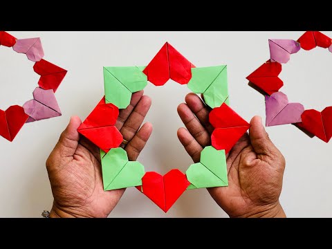 Origami Heart Wreath for your Valentines Day Decoration | Paper Craft