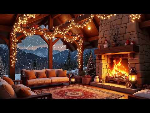 Winter Porch: Soft Piano Jazz, Cozy Fireplace & Gentle Snowfall ❄️Perfect for Relaxing & Studying