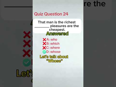 Quiz Question 24 Answered | English Grammar