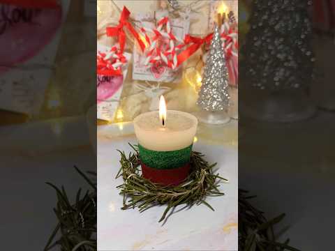 DIY Christmas Candle Idea 🕯️🎀 #shorts #christmas #diy #candle #decoration #handmade #craft #creative