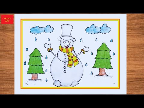 How to draw  Winter Scenery easy step by step || Winter Scenery drawing in a landscape ||