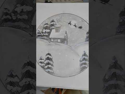 Nature scenery #drawing #shortvideo #shortsfeed #art #sketch #scenery #shorts #trending #christmas