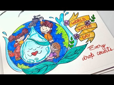 World Water Day Poster Drawing | Save Water Save Earth Drawing | How to Draw Save Water Poster