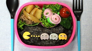 PAC-MAN Bento Lunch Box (Kyaraben) Recipe パックマンキャラ弁当の作り方（レシピ）